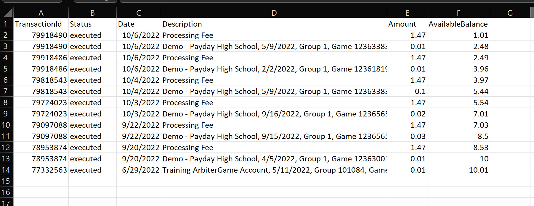 Viewing Payment History